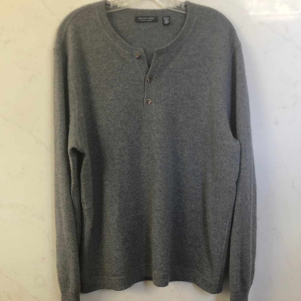 Saks Fifth Avenue Men's Gray Cashmere Henley Sweater